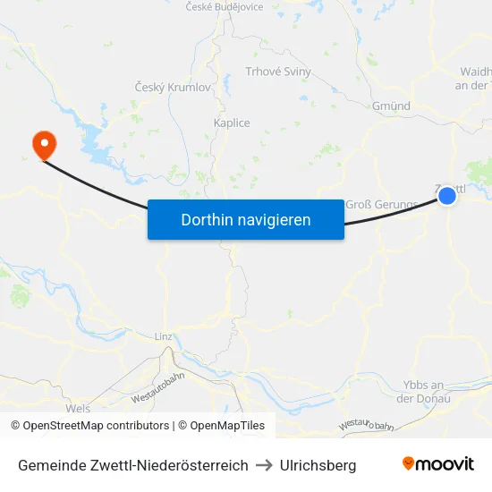 Gemeinde Zwettl-Niederösterreich to Ulrichsberg map