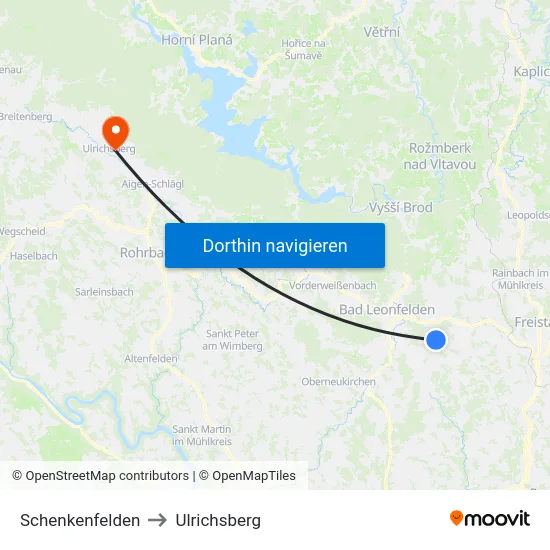 Schenkenfelden to Ulrichsberg map