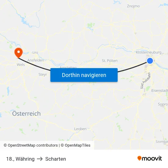 18., Währing to Scharten map