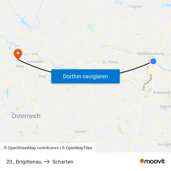 20., Brigittenau to Scharten map