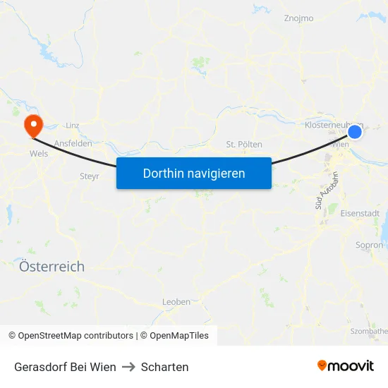 Gerasdorf Bei Wien to Scharten map