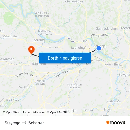 Steyregg to Scharten map