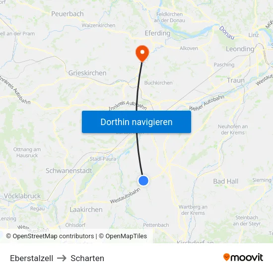 Eberstalzell to Scharten map
