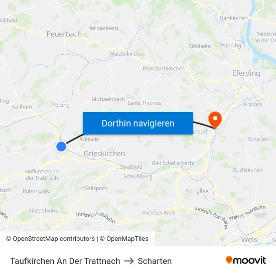 Taufkirchen An Der Trattnach to Scharten map