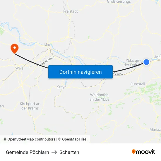 Gemeinde Pöchlarn to Scharten map