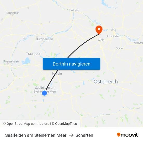Saalfelden am Steinernen Meer to Scharten map