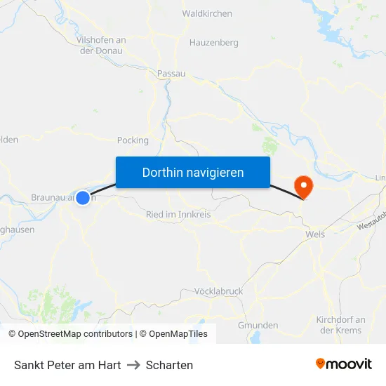 Sankt Peter am Hart to Scharten map