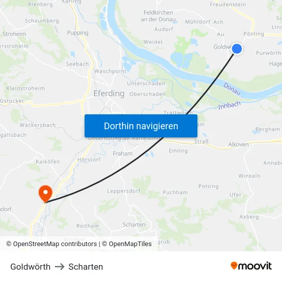 Goldwörth to Scharten map