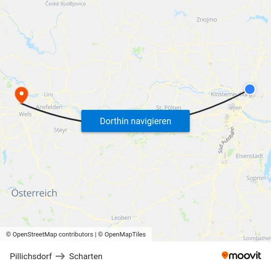 Pillichsdorf to Scharten map