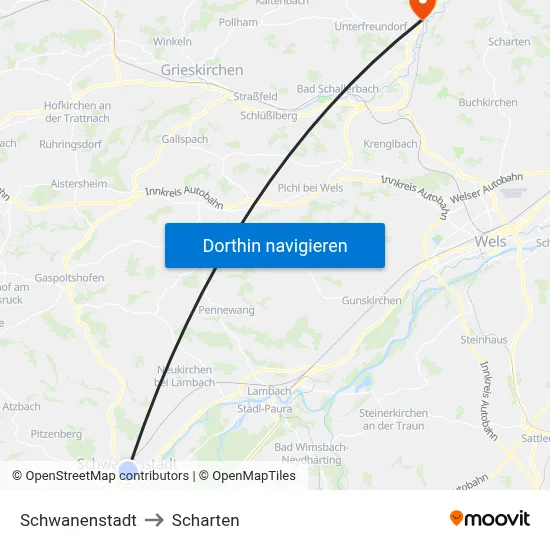 Schwanenstadt to Scharten map