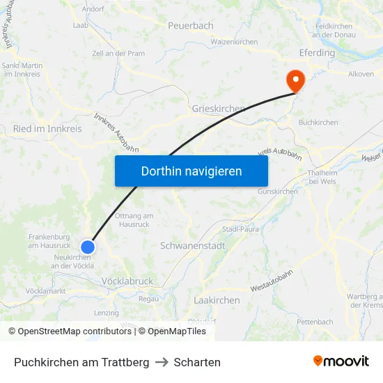 Puchkirchen am Trattberg to Scharten map