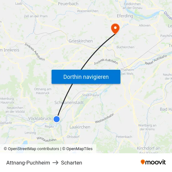 Attnang-Puchheim to Scharten map