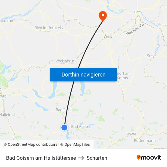 Bad Goisern am Hallstättersee to Scharten map
