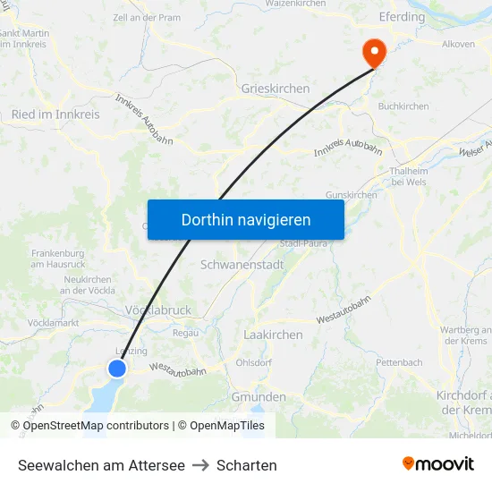 Seewalchen am Attersee to Scharten map