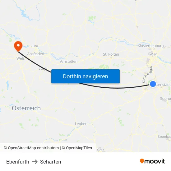 Ebenfurth to Scharten map