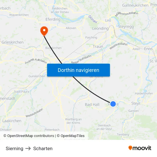 Sierning to Scharten map