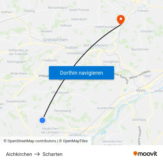 Aichkirchen to Scharten map