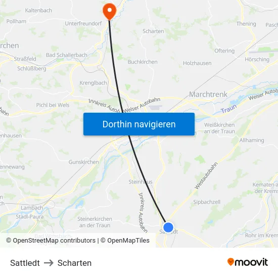 Sattledt to Scharten map