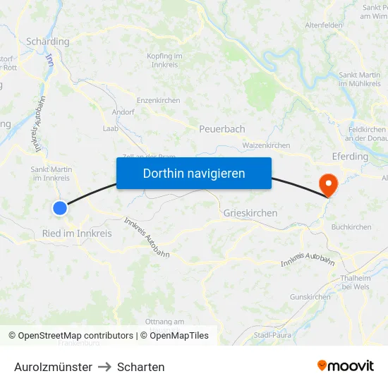 Aurolzmünster to Scharten map