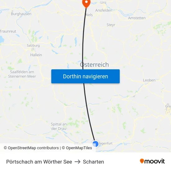 Pörtschach am Wörther See to Scharten map