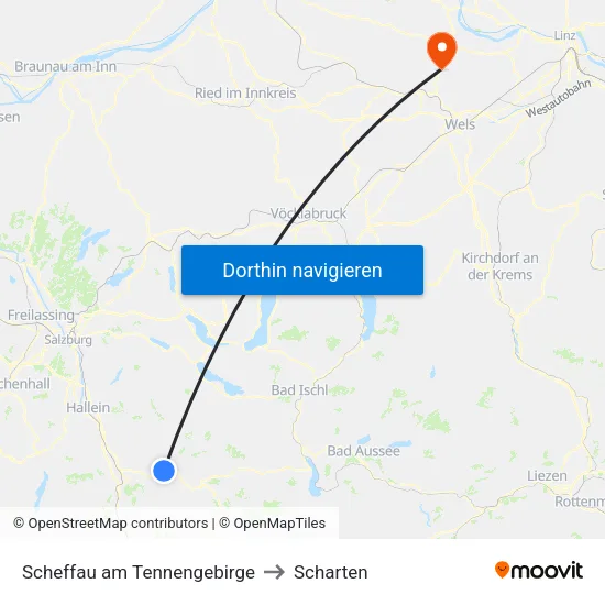 Scheffau am Tennengebirge to Scharten map