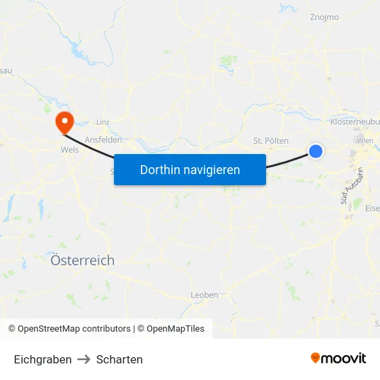 Eichgraben to Scharten map