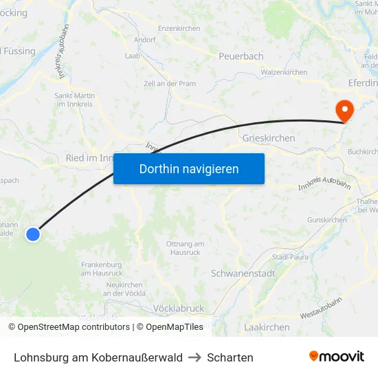 Lohnsburg am Kobernaußerwald to Scharten map