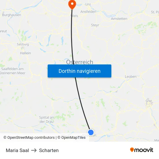 Maria Saal to Scharten map