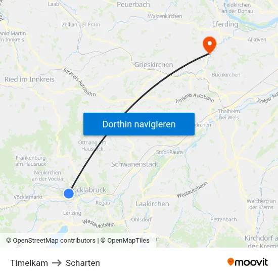 Timelkam to Scharten map