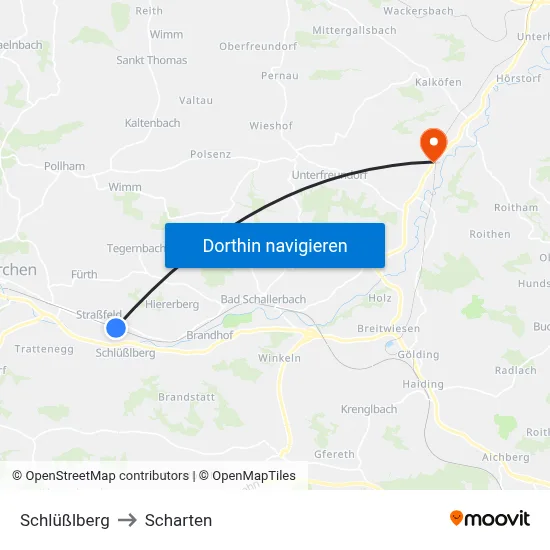Schlüßlberg to Scharten map