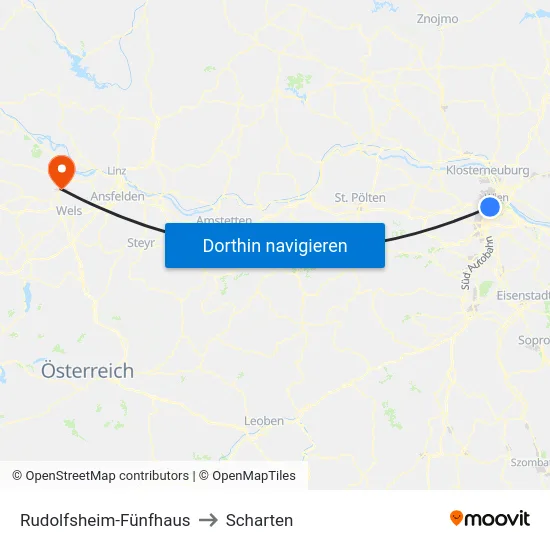 Rudolfsheim-Fünfhaus to Scharten map