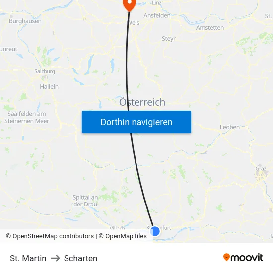 St. Martin to Scharten map