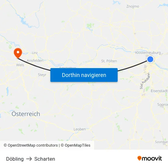 Döbling to Scharten map