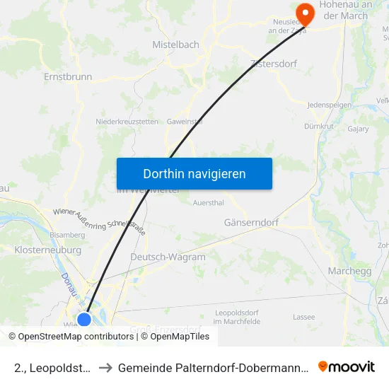 2., Leopoldstadt to Gemeinde Palterndorf-Dobermannsdorf map