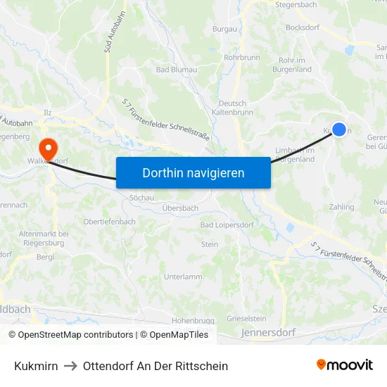 Kukmirn to Ottendorf An Der Rittschein map