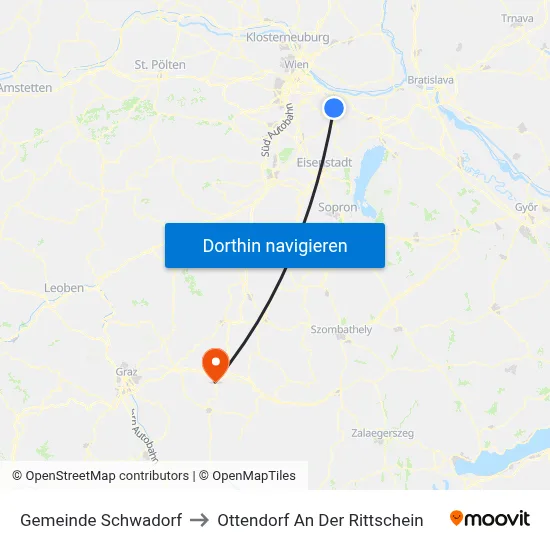 Gemeinde Schwadorf to Ottendorf An Der Rittschein map