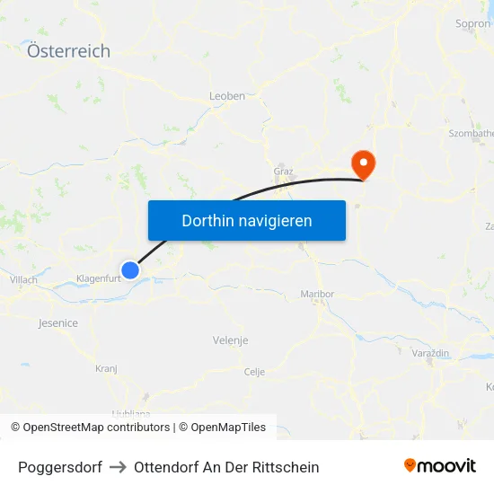 Poggersdorf to Ottendorf An Der Rittschein map