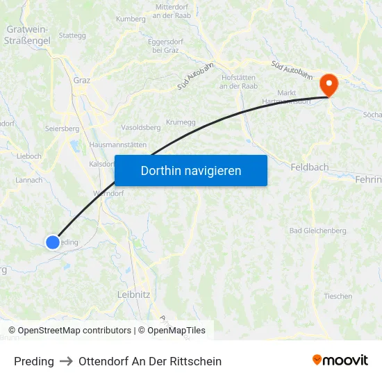 Preding to Ottendorf An Der Rittschein map