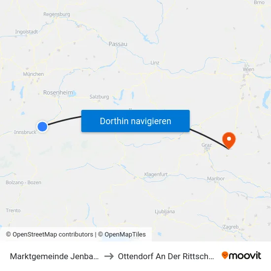 Marktgemeinde Jenbach to Ottendorf An Der Rittschein map
