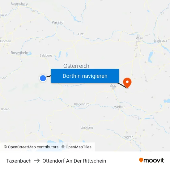 Taxenbach to Ottendorf An Der Rittschein map
