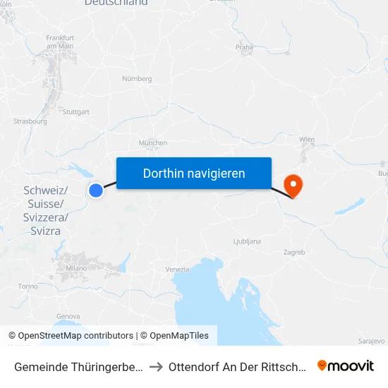 Gemeinde Thüringerberg to Ottendorf An Der Rittschein map