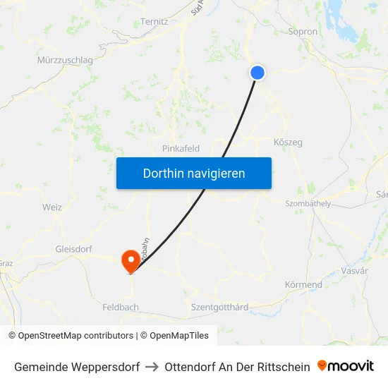 Gemeinde Weppersdorf to Ottendorf An Der Rittschein map