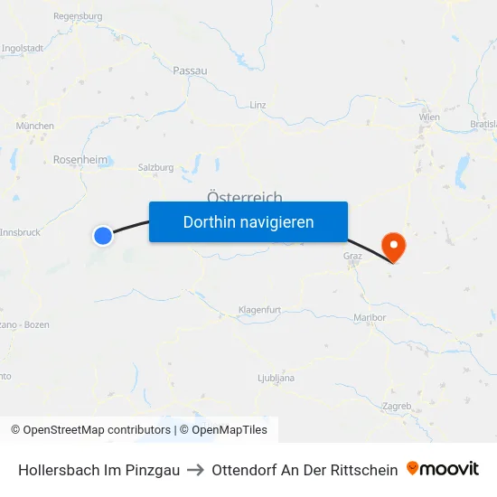 Hollersbach Im Pinzgau to Ottendorf An Der Rittschein map