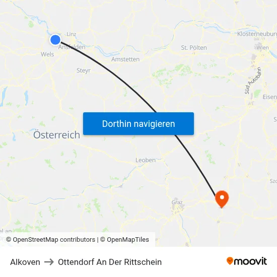 Alkoven to Ottendorf An Der Rittschein map