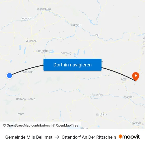 Gemeinde Mils Bei Imst to Ottendorf An Der Rittschein map