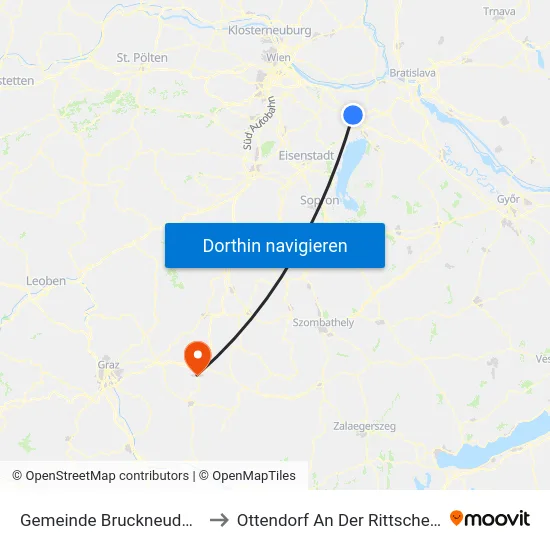 Gemeinde Bruckneudorf to Ottendorf An Der Rittschein map