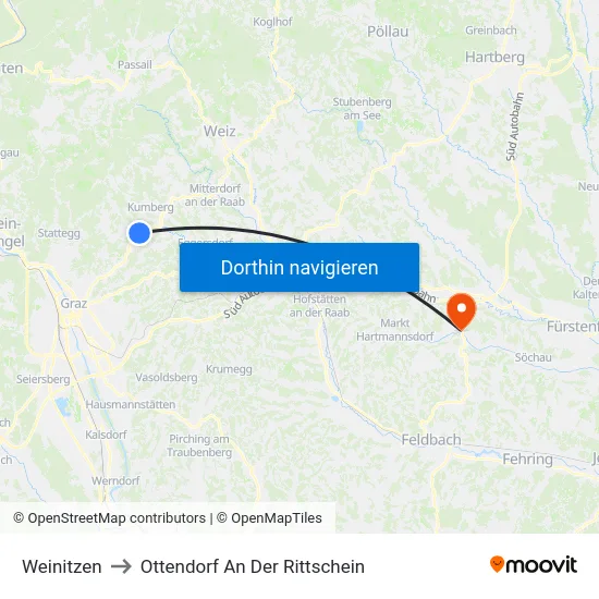 Weinitzen to Ottendorf An Der Rittschein map