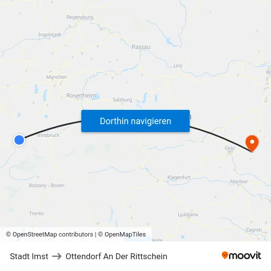 Stadt Imst to Ottendorf An Der Rittschein map