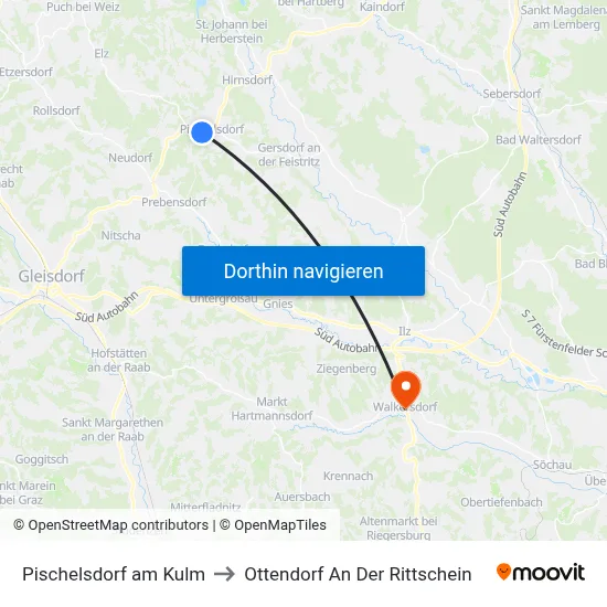 Pischelsdorf am Kulm to Ottendorf An Der Rittschein map