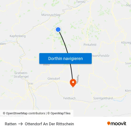 Ratten to Ottendorf An Der Rittschein map